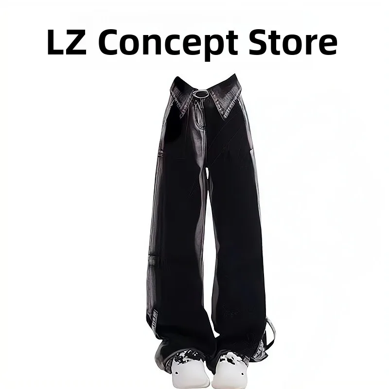 

American Style High Street Loose Wide Leg Jeans Women's Autumn New Design Sense Slimming Versatile Long Pants
