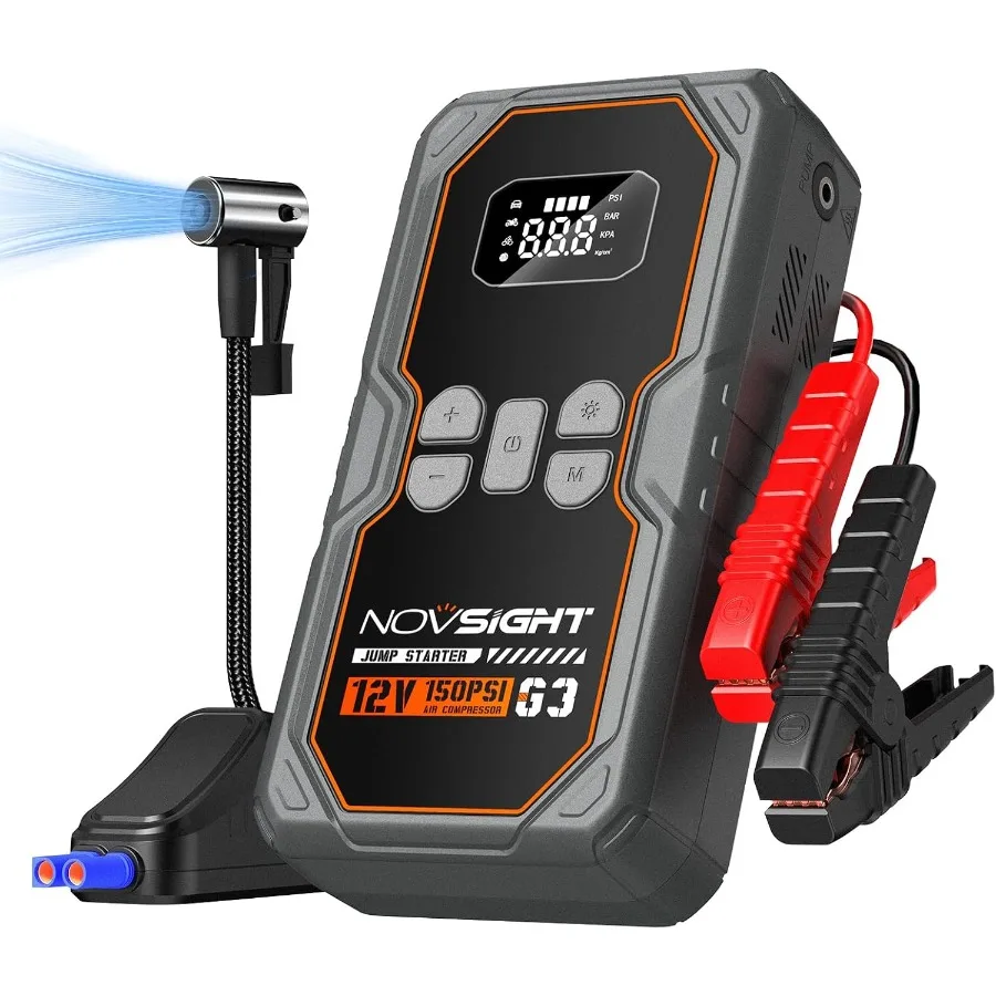 Jump Starter with Air Compressor - 6250A Portable Battery Jump Starter for Car 5L Gas/3L Diesel 12V Car Jump Box 150PS