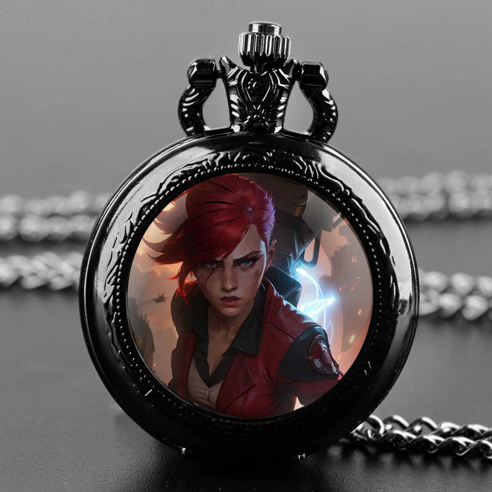 Arcane Vi Classic Vintage Glass Dome Pocket Watch with Chain Necklace Vintage Quartz Pendant Watches Clock Chain Mens Women