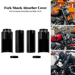 Motorcycle Black Protection Tube Cap Set Front Fork Shock Absorber Cover For Harley Softail Street Bob Low Rider 2018-2023