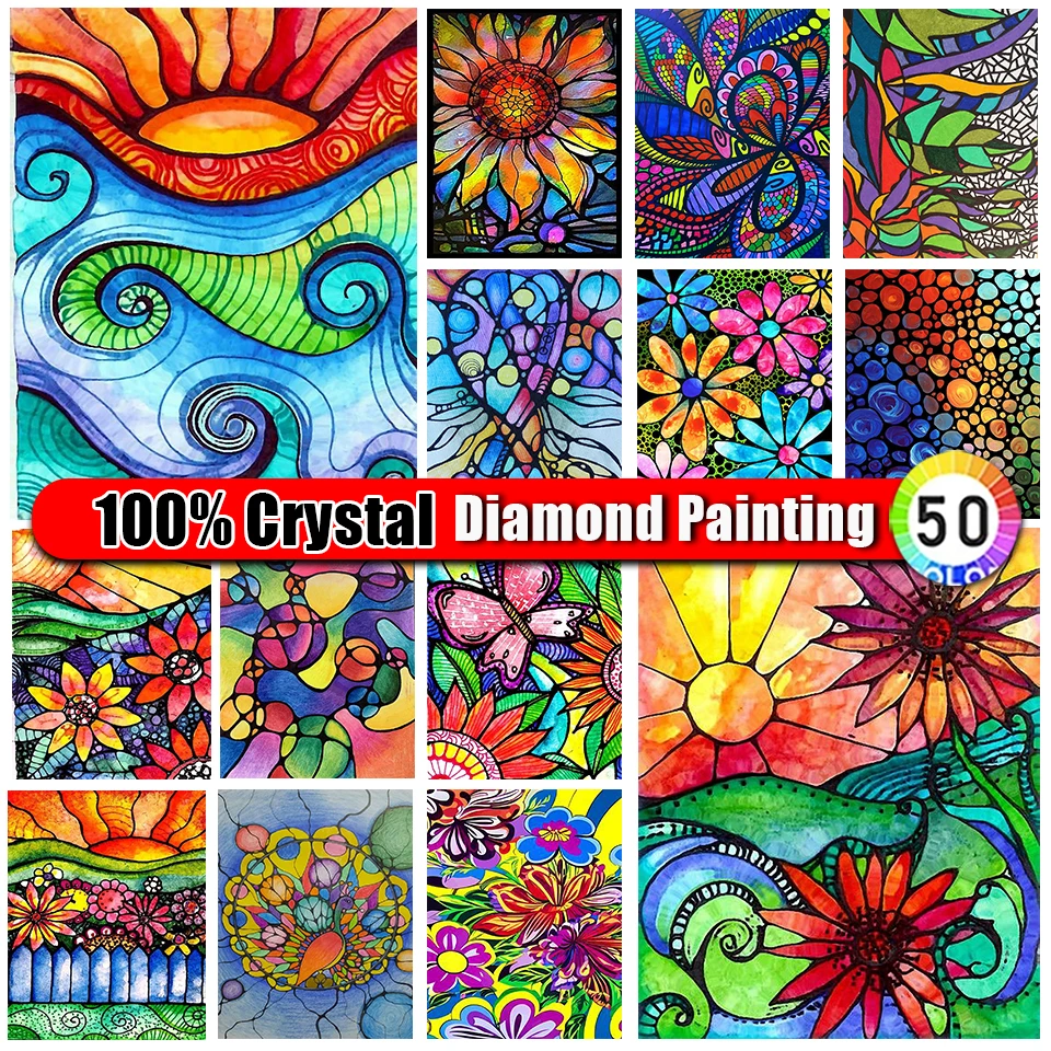 

Merdika 100% Crystal Diamond Painting mandala Kit 5D DIY Cross Stitch Diamond Embroidery Flower lotus Full Mosaic Rhinestone