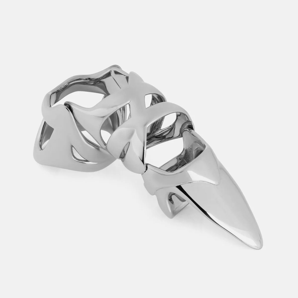 Cyberpunk Mechanical Armor Ring Inlay Imitate Pearl Sharp Claw Joint Ring for Men Women Cool Engagement Wedding Ring Jewelry