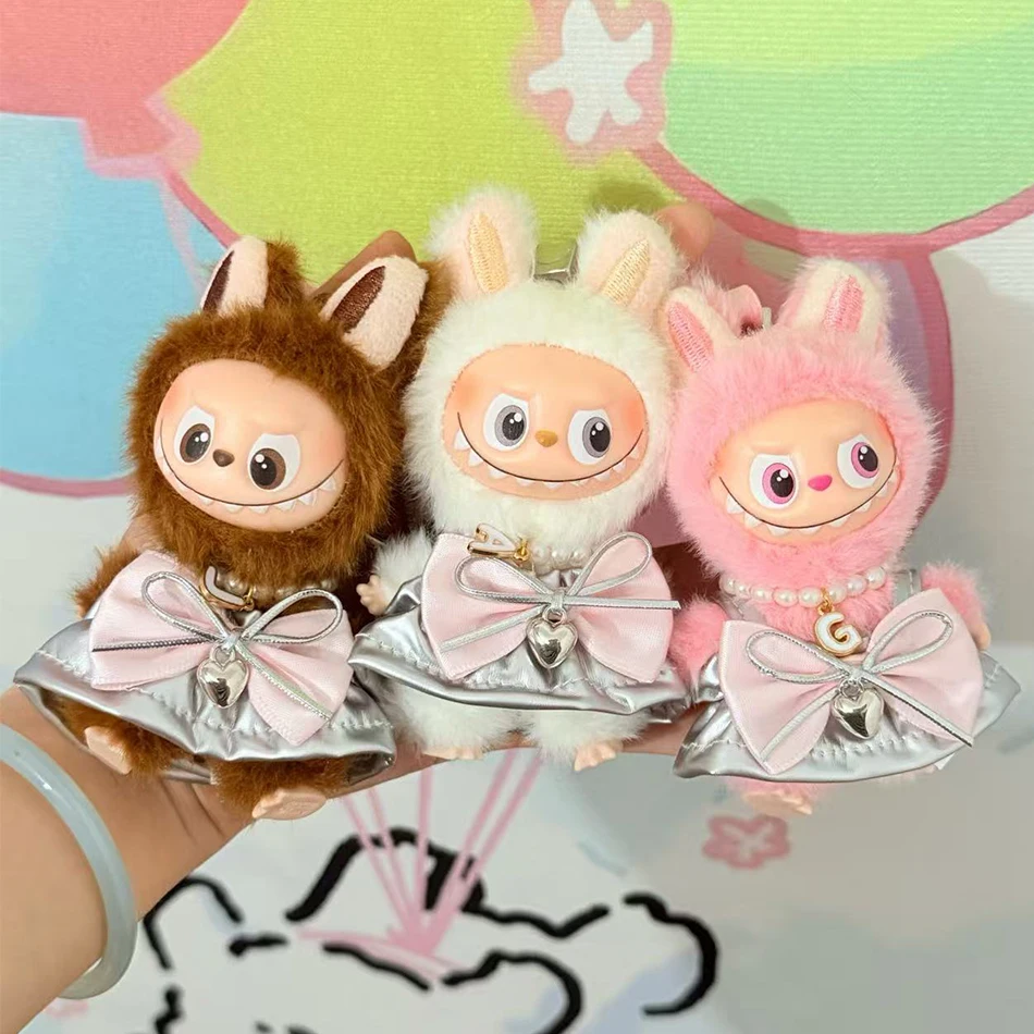 

10cm Doll Clothes For Labubu Moonlight Doll Trendy Pendant Doll Clothes Elegant And Fashionable Dress Silver Sweet Cool Style