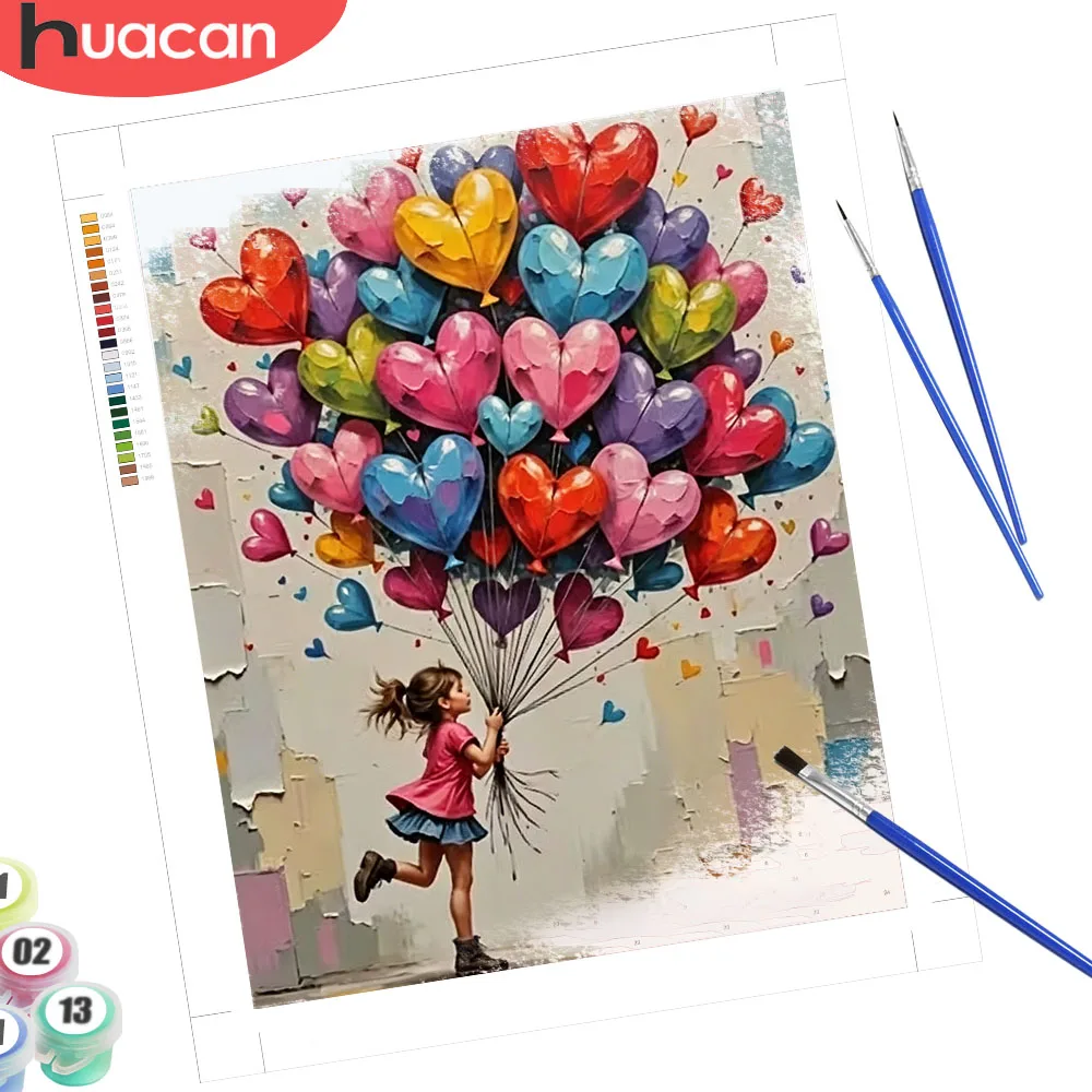 HUACAN Malen nach Zahlen Mädchenporträt Handgemachtes Geschenk Wandbild-Set Bilder Zeichnen Ausmalen auf Leinwand Kunsthandwerk DIY