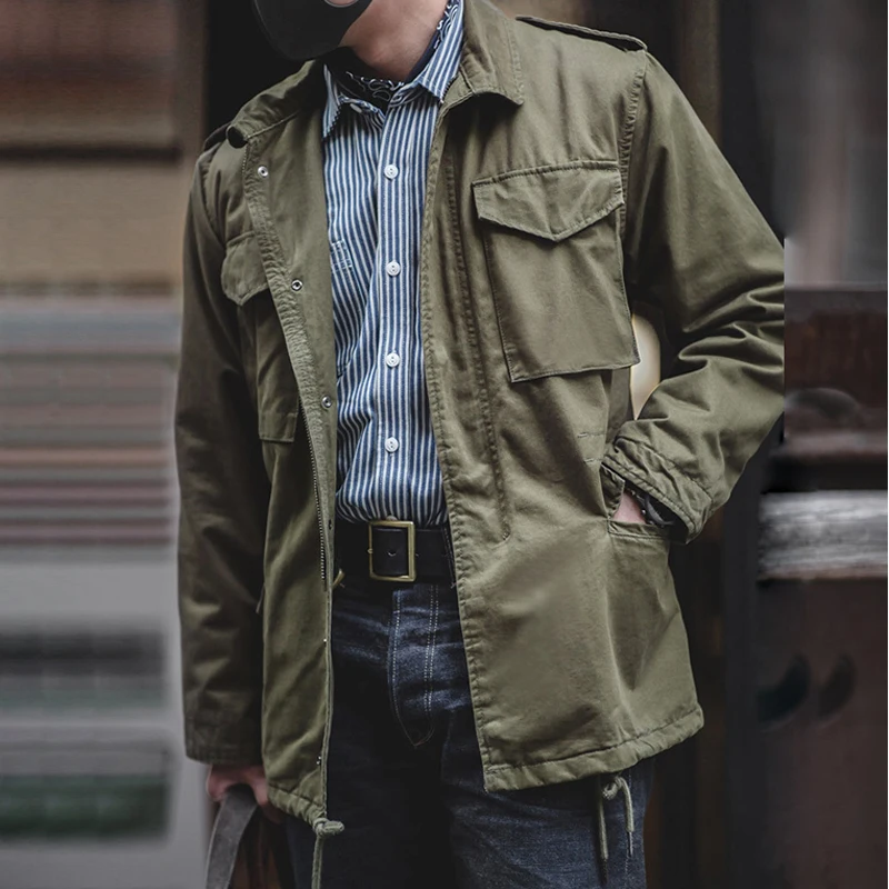 100%Cotton M65 Military Jacket Men Vintage Field Hunting Spring Autumn Trench American Loose Coat Multiple Pockets Work Jacket