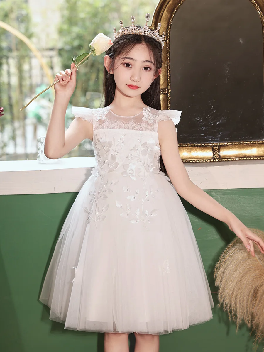 

Girls party and Wedding Dress Flower Host Piano Performance Fluffy Gauze Dresses