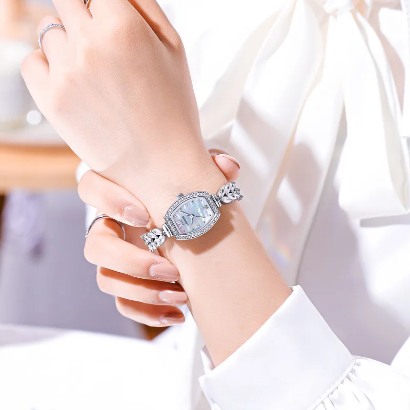 LINGKE Women Watch Stainless Steel Silver Bracelet Quartz Watch Luxury High Quality Fashion Rhinestone Lady Watches Reloj Mujer