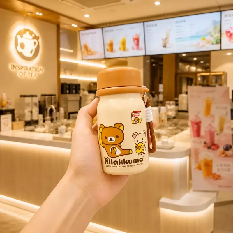 250ml Rilakkuma Mini Thermos Cup 316 Stainless Steel Portable Pocket Cup 3 Color Water Bottle For Women Home Office Holiday Gift