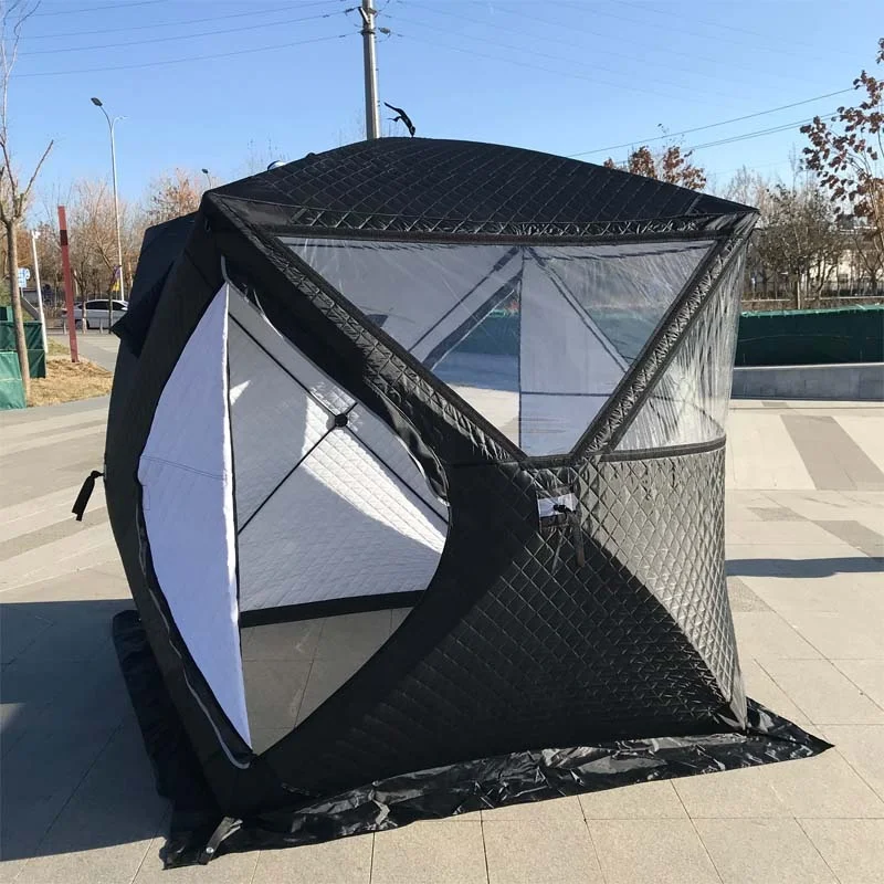 Sauna Style 210D Portable Winter Enhanced Warmth 3 Layers Insulation Shelter Ice Fishing Sauna Tent With Chimney Hole