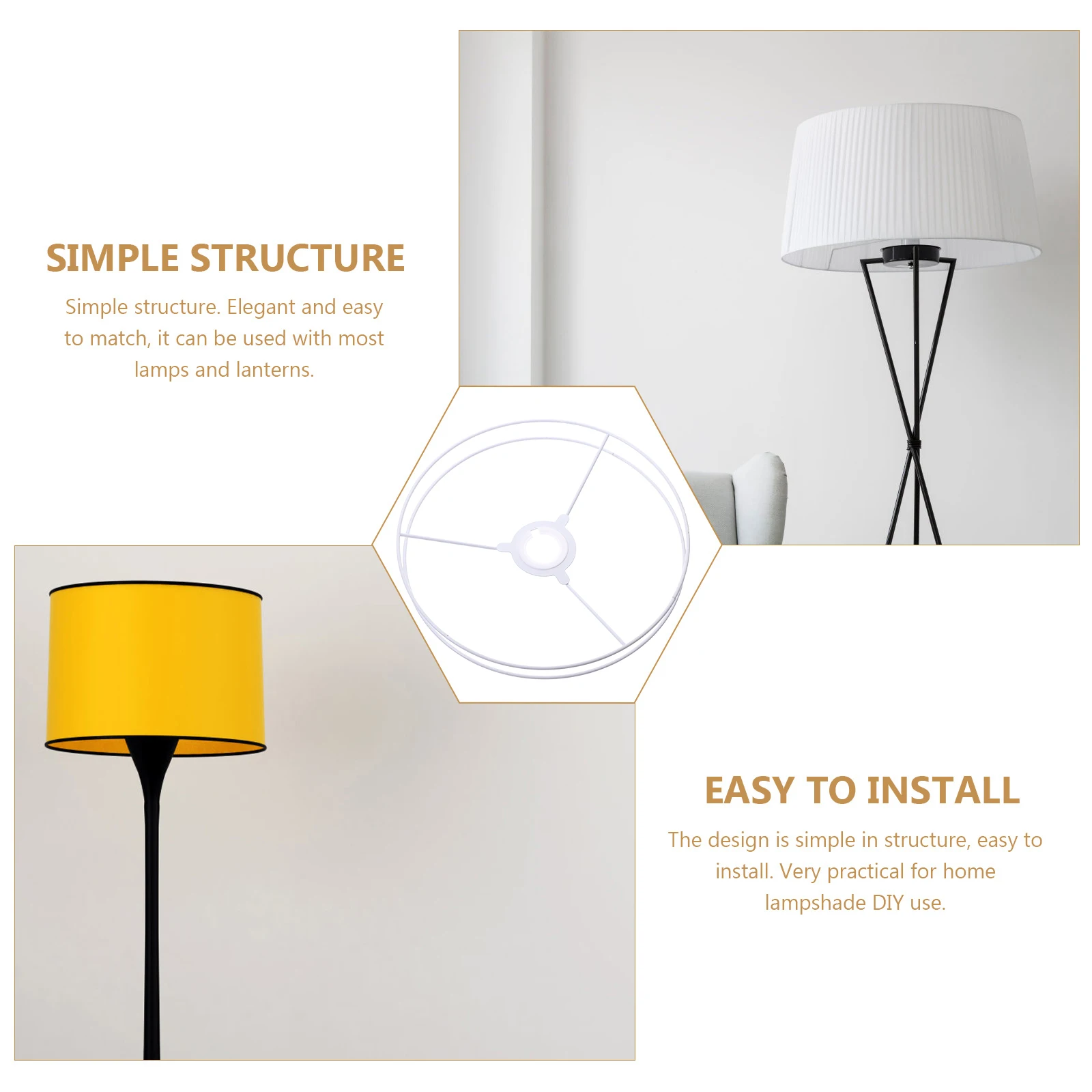 

1Set 25Cm Lamp Shade Frame DIY Metal Ring Holder for Drum Shaped Lamp Cover Retro Contemporary Light Fixture Decoration