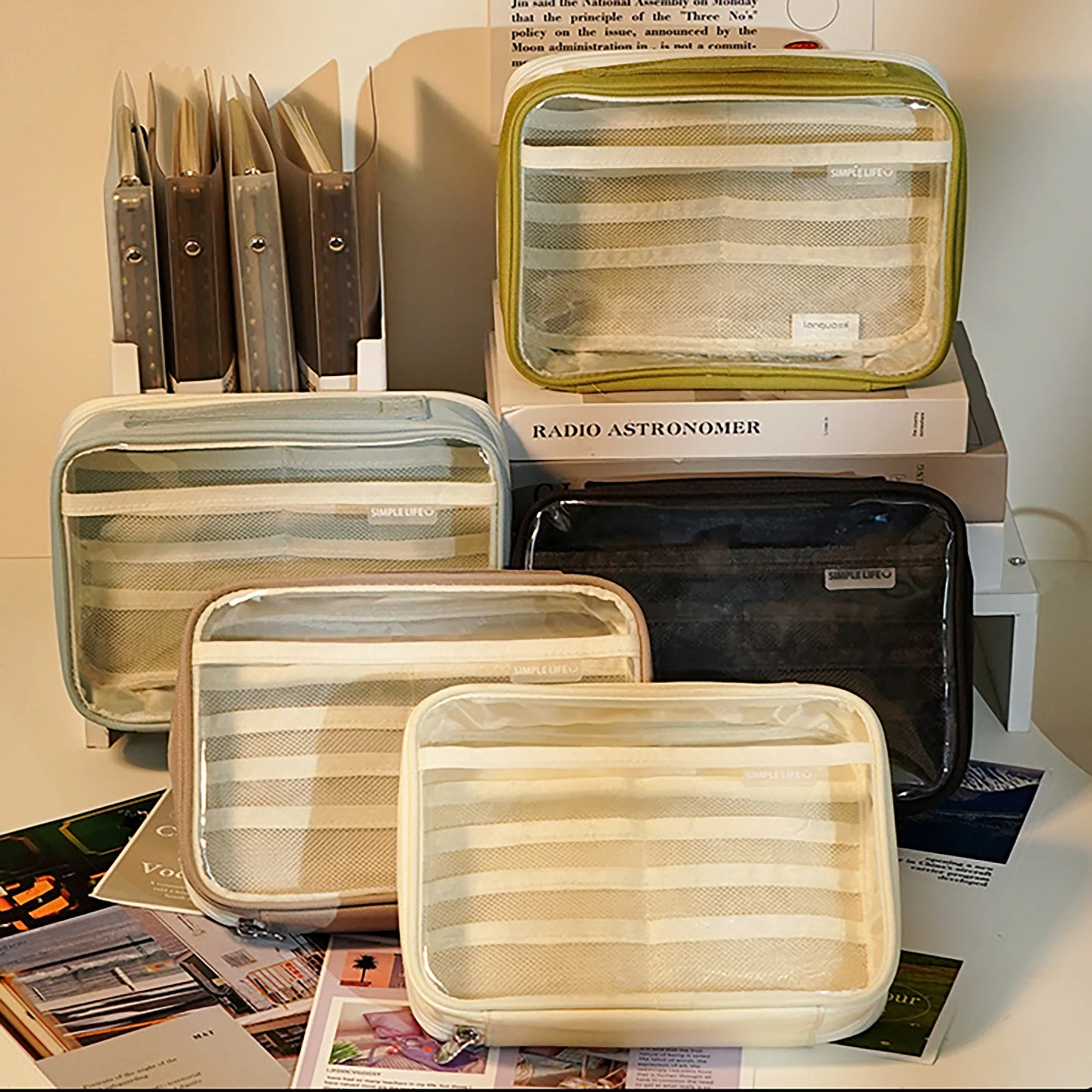 Large-Capacity Transparent Pencil Case, Multi-Functional Storage Bag, Multi-Layered, Simple and Portable, Student Stationery Bag, Stationery Storage Box, School Gift