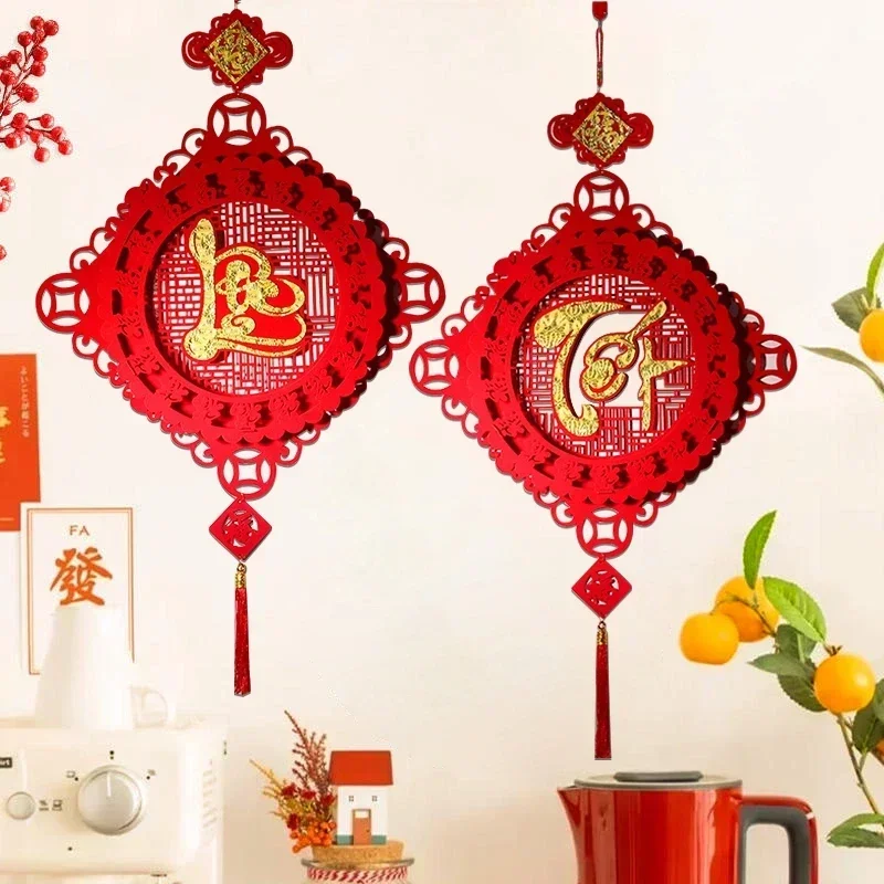 Chinesisches Neujahr, Quasten, Ornamente, beste Wünsche, viel Glück, rot, Glück, vietnamesisches Glücksornament, Frühlingsfest-Dekorationen