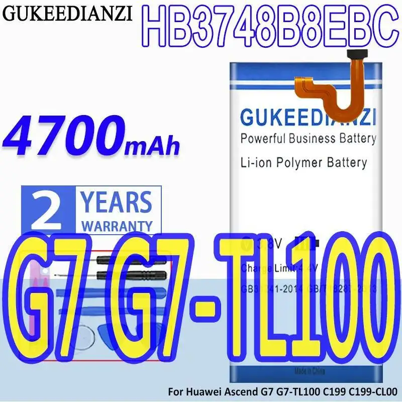 

Для Huawei Ascend G7 G7-TL100 C199 C199-CL00 HB3748B8EBC аккумулятор мобильного телефона премиум-класса замена 4700 мАч высокая эффективность