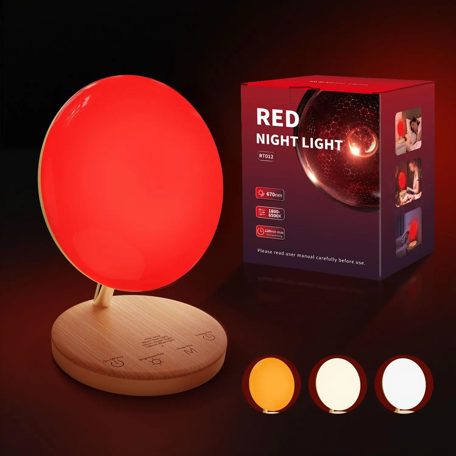 

Red Night Light for Sleep Aid, Baby Nursery & Bedrooms - Timer/Dimmer, Amber/Daylight Modes