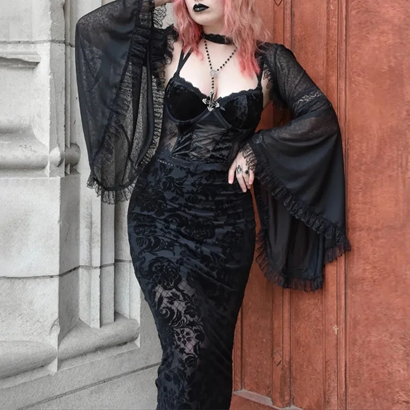 

Готический кружевной костюм Dr с шилом Bla Veil Svel на Хэллоуин для женщин 8-25 лет, летний комплект Faion