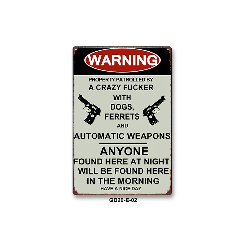 Bar Home Wall Decoration Tin Metal Decor Metal Painting Warning Sign Fashion Hot Selling Hot Selling Item