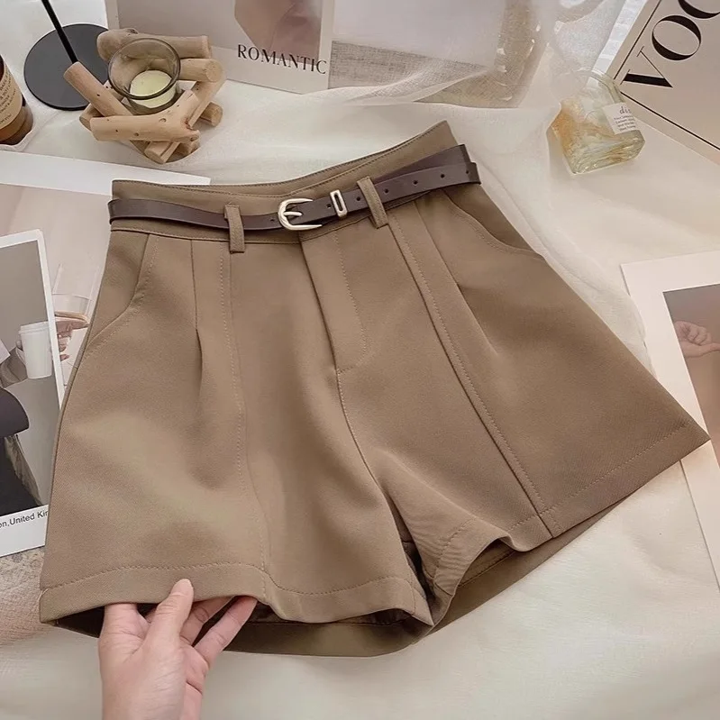 

Summer Women White High Waist Suit Shorts Loose Wide Leg Casual Pants