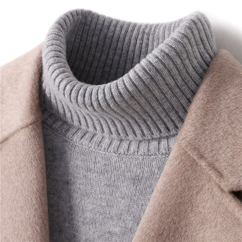 Turtleneck Men 100% Wool Pullover Jumper Autumn Winter Vetement Homme Ropa Hombre Pull Homme Hiver Cashmere Sweater