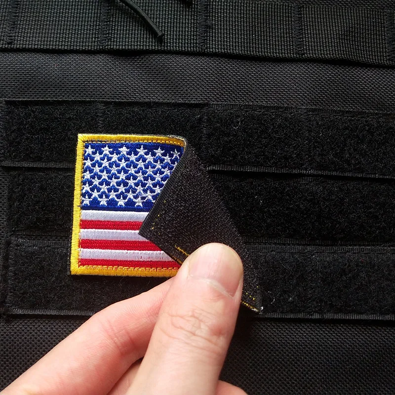 15colors Hook & Loop Embroidered Stick-On U.S. Flag Patches for Clothing Bag Military Tactical Badges Stars Strips Armband