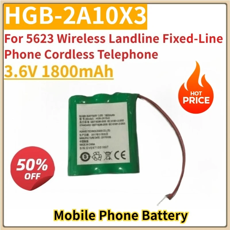 

New Replacement Mobile Phone Battery 3.6V 1800mAh HGB-2A10X3 for 5623 Wireless Landline Fixed-Line Phone Cordless Telephone