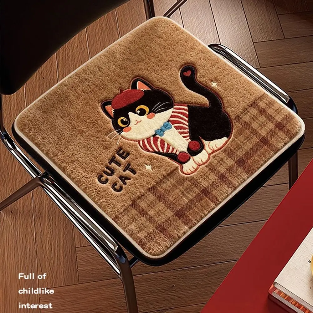 Cartoon 40x40cm Chair Cushion Anti-slip Imitation Cashmere Dining Chair Pad Winter Warm Breathable Seat Cushion Office Chair