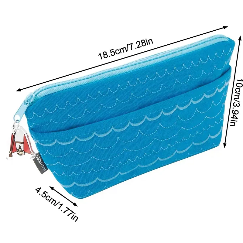 Cartoon Oceanic Big Size Portable Pencil Case; Spacious Cosmetic Bag with Cute Underwater Design