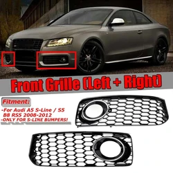 Front Fog Light Racing Grille For Audi A5 S-Line S5 B8 RS5 2008-2012 Honeycomb Mesh Fog Lamp Cover Sport Grille