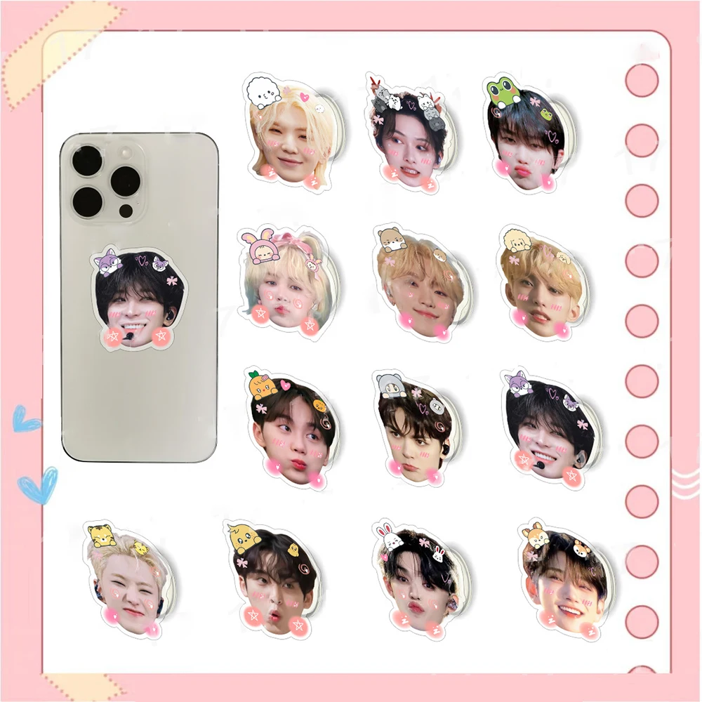 2Pcs/Set KPOP Idols WONWOO HOSHI Cartoon Acrylic Keyring Phone Stand Double Sides Printing Keychain MINGYU WOOZI JOSHUA DK Gifts