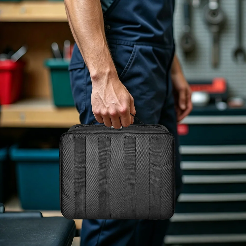 Electrical Service Tool Carrier with Spacious Main Removable Binder and Bottom Divider for Efficient On-the-Go Organization