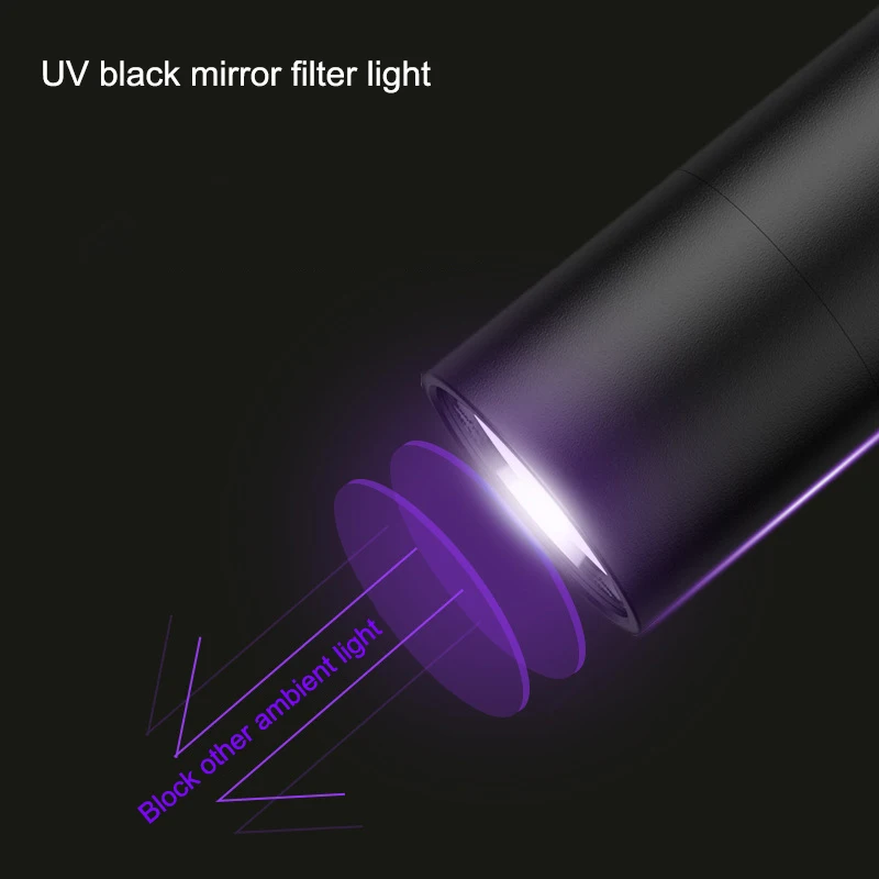 Mini 365nm UV Flashlight 3W Ultraviolet Blacklight USB Rechargeable Purple Linternas Carpet Pet Urine Detector Catch Scorpions