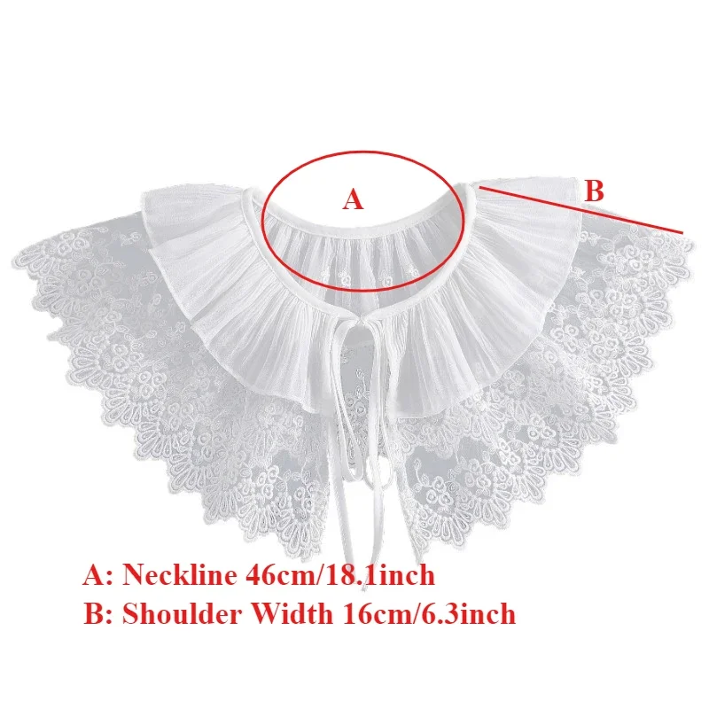Camisa Floral de encaje elegante, cuello desmontable para mujer, lazos, cuello falso, envolturas para hombros, collares falsos decorativos