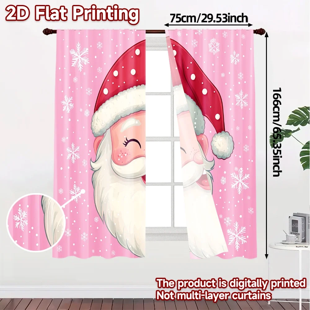 2pcs,Curtains Cute Santa Claus snowflakes (3) Fashionable Popular Curtains Semi-Sheer Curtains Decorations Inside Suitable for