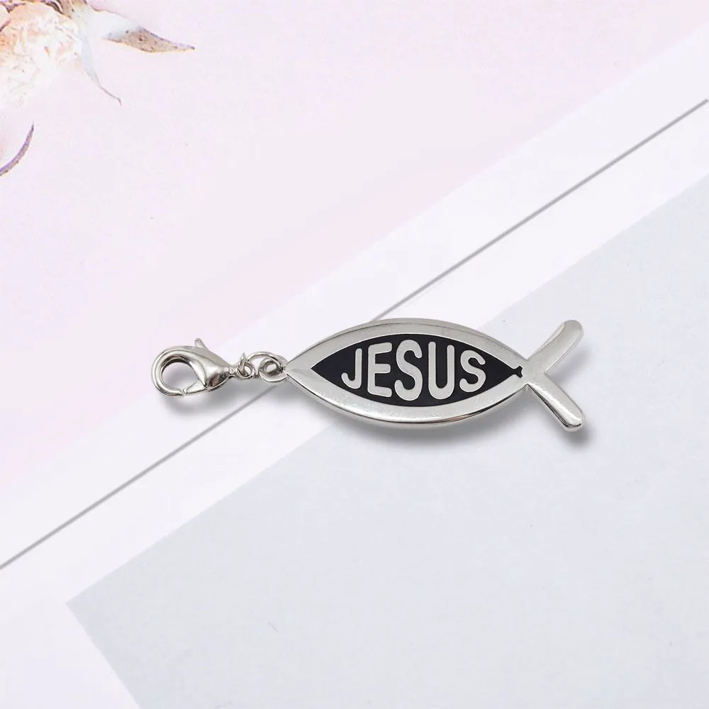 Ichthys Christlicher Fisch-Symbol Schlüsselanhänger Jesus Kreuz Religiöser Schlüsselring Geschenk Anhänger für Kirche Ostern Gläubige – Detail 9