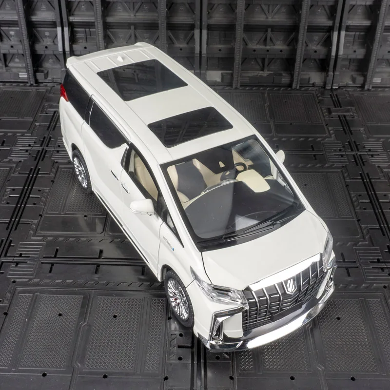 1/18 Toyota Alphard MPV Alloy Car Model Diecast Metal Toy Vehicles Car Model High Simulation Sound and Light Childrens Gifts