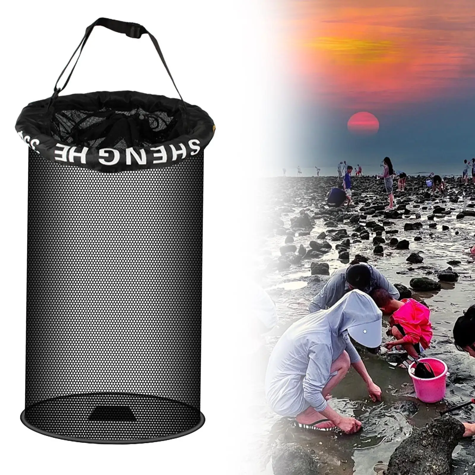 Плавающая корзина для рыбы, легкое складное нейлоновое ведро для улицы, колодец рыбы для ловли форехов, гольней, креветок, раков