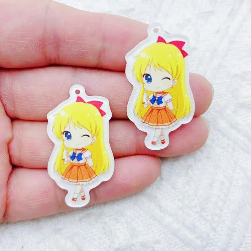 10pcs Acrylic Cartoon Accessories Earrings Bracelet Keychain DIY Pendant Small Pendant view 4