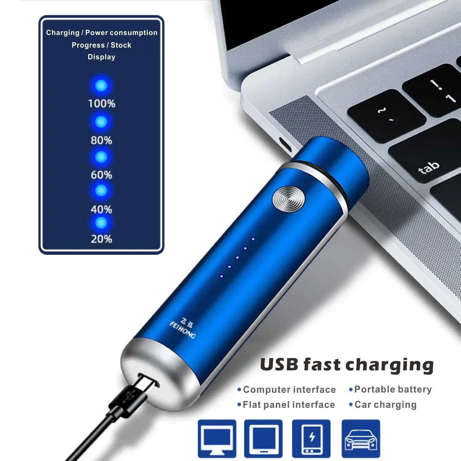 ماكينة حلاقة كهربائية صغيرة للرجال قابلة للغسل، ماكينة حلاقة صغيرة محمولة قابلة لإعادة الشحن، شحن USB للسيارة، استخدام جاف ورطب، سهل الحمل