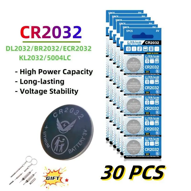 

CR2032 30PCS Button Battery ECR2032 DL2032 BR2032 L2032 Coin Cell Batteries for Toys Clock Remote Controls Watch