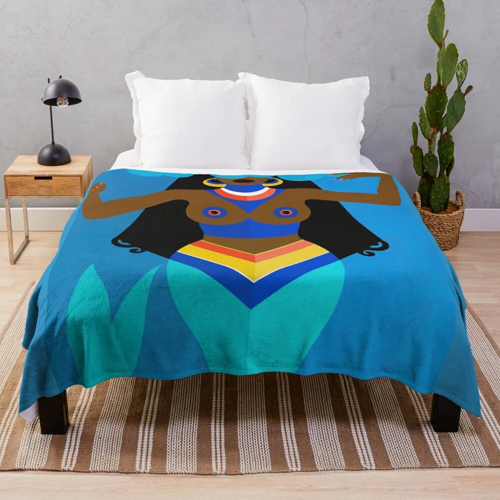 

Yemonja, mother of all Orisha Throw Blanket Lightweight Warm Blanket for Travel Camping