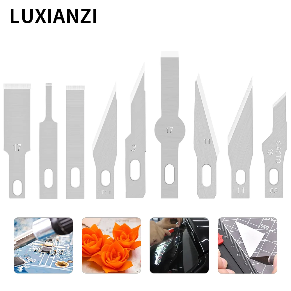 LUXIANZI 5/10pcs Metal Scalpel Knife Blades Stationery For  Phone PCB DIY Repair Hand Tools Engraving Cutter Craft Knives