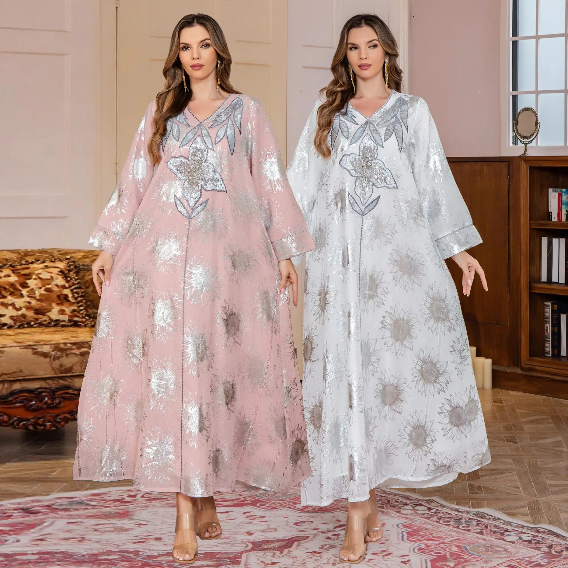 

Мусульманское вышитое платье-абайя из Дубая, женский кафтан, арабская исламская одежда, элегантное праздничное платье, Ид Мубарак