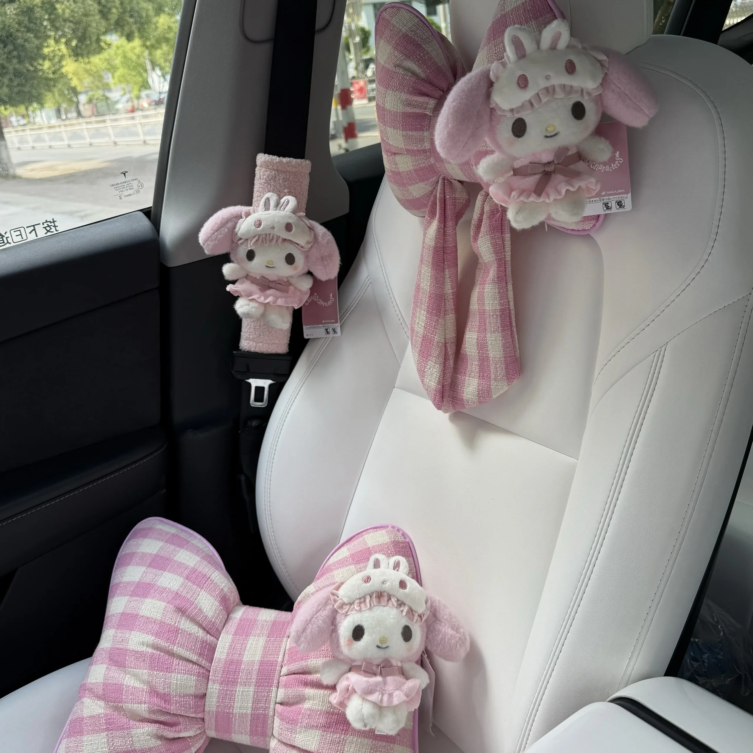 

Eye Mask Pink Melody Car Headrest Neck Protection Pillow Bow Tie Car Seat Belt Shoulder Protector Universal Seat Pillow