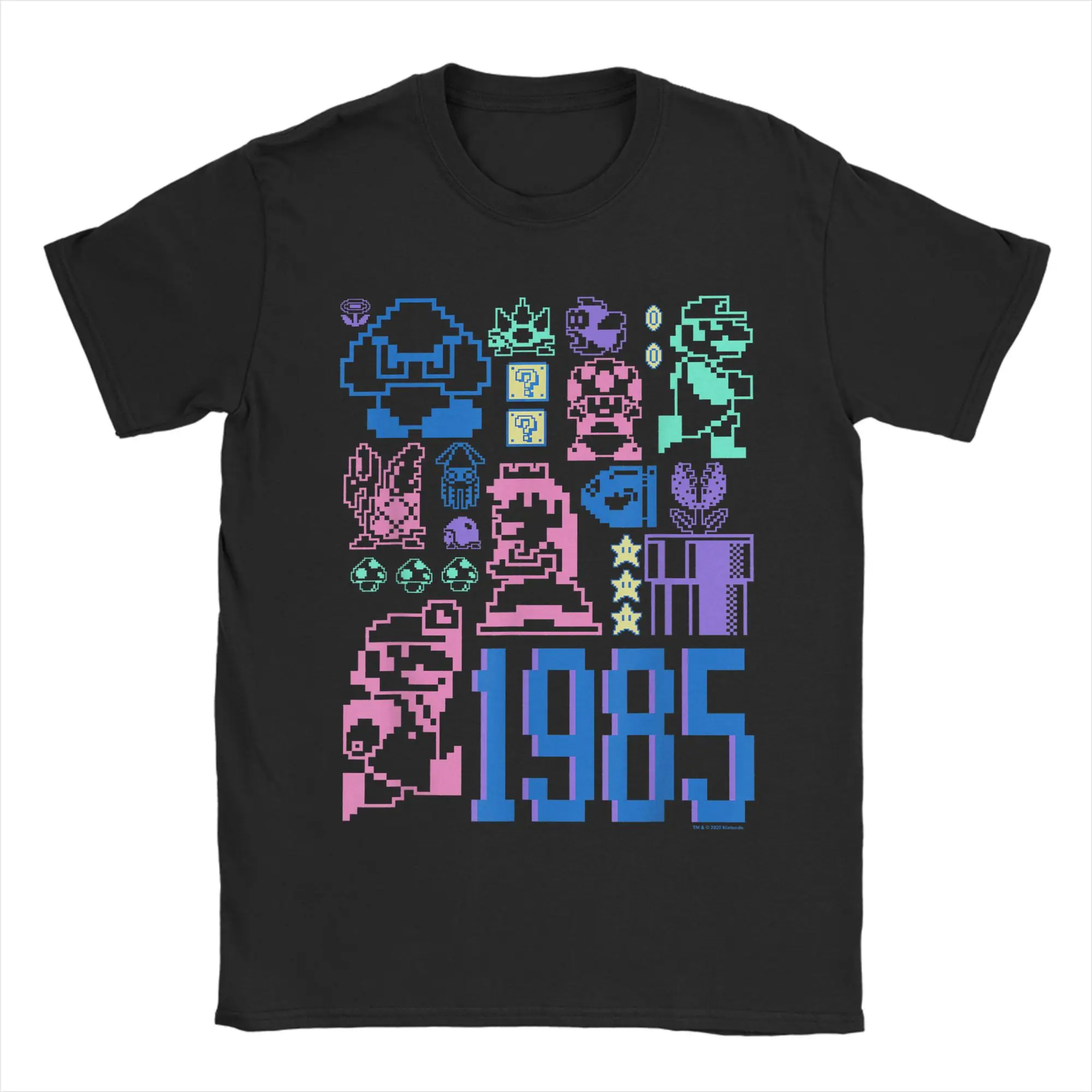 Camiseta de Super Mario Bros con diseño pixelado del 35 aniversario de 1985 para hombre, 100% algodón, cuello redondo, ropa para adultos