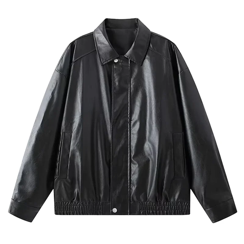 

LIBIELIY кожаные куртки для мужчин, куртка-бомбер из искусственной кожи, мужская мотоциклетная свободная байкерская куртка на молнии с лацканами