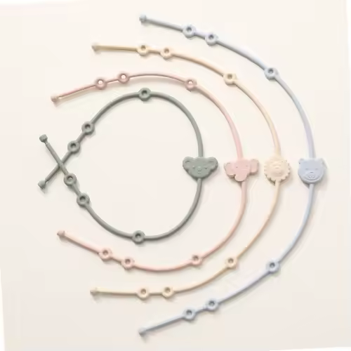 6pcs Baby Silicone Toys Straps ,Cartoon Animal Shape Anti-Lost Adjustable Pacifier Chain For  For Strollers, High Chairs - Image 2