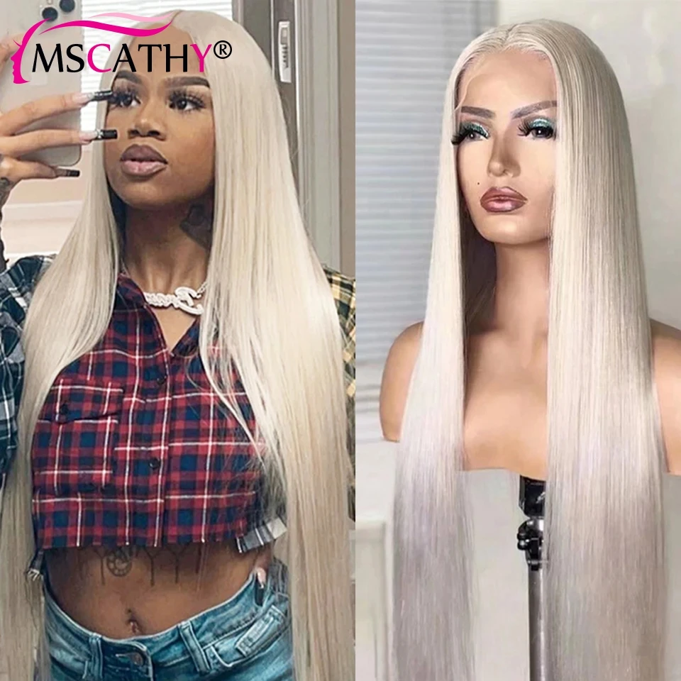 

White Blonde Human Hair Wig 13x4x1 Straight HD Lace Frontal Wigs for Women Pre Plucked Brazilian Cosplay Wig Natural Hairline