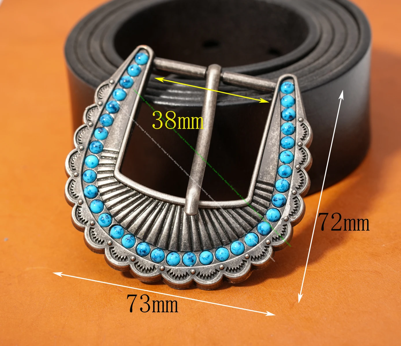 38 مللي متر الرجال خمر الفضة معدن جنوب غرب الفيروز حبة البطانة صدفي دبوس حزام مشبك الجلود الحرفية مشبك صالح 38 مللي متر حزام