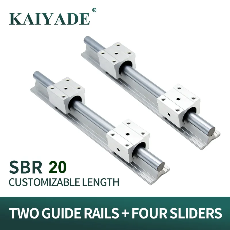 2Pcs SBR20 length 550-1000mm Linear Rail +4Pcs SBR20UU Bearing Block For CNC Parts