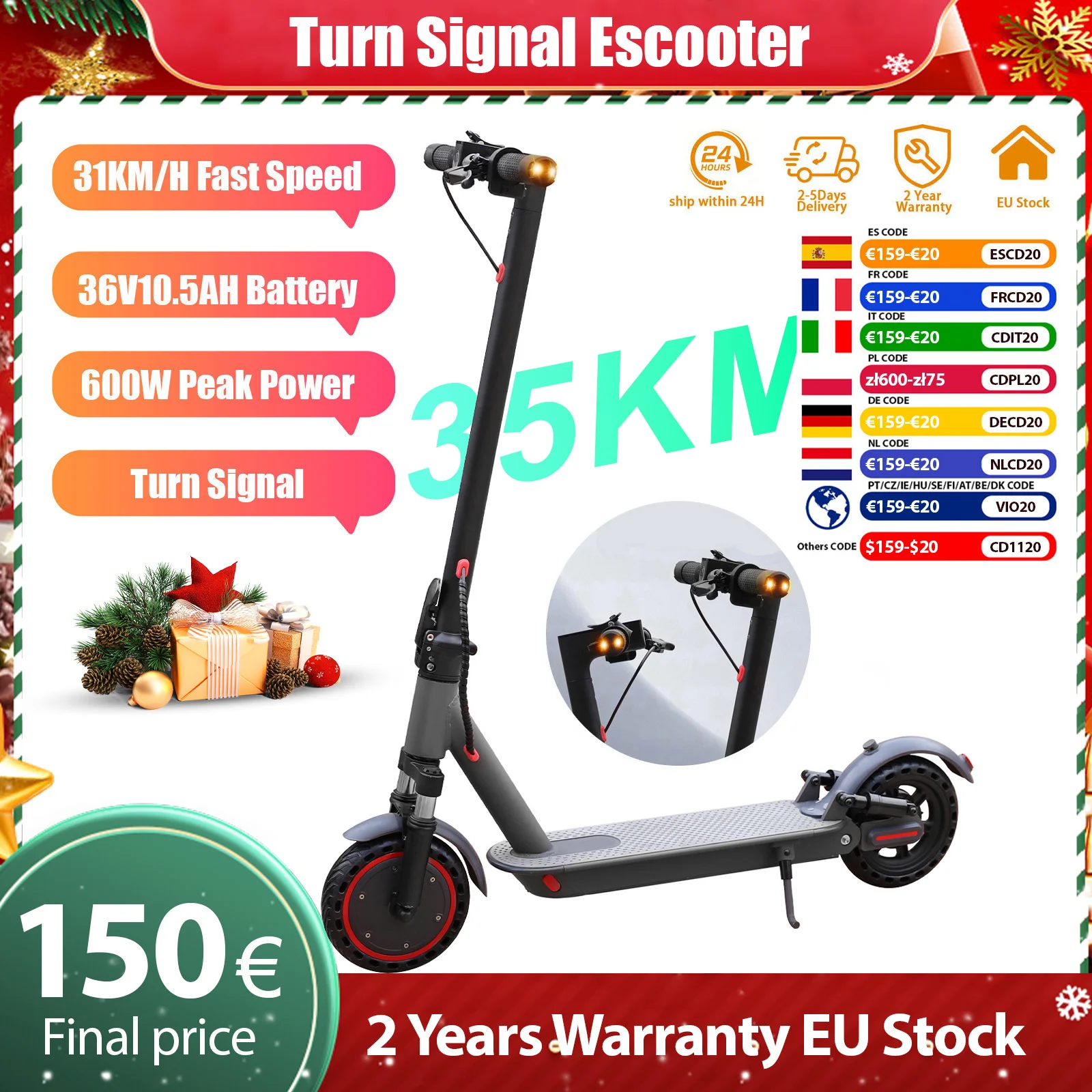 2025 New AOVOPRO Turn Signal Electric Scooter 350W 8.5 Inch Tire APP Smart Escooter 31KM/H 36V10.5AH Electric Scooter for Adults