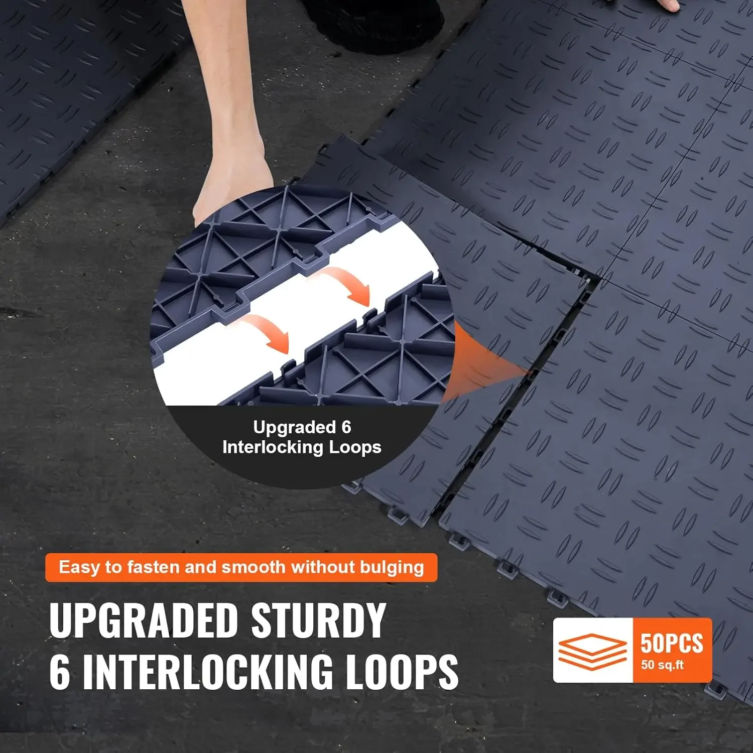 بلاط المرآب المتشابك، 12 × 12 × 0.53 بوصة 50 عبوة من بلاط تغطية أرضية المرآب